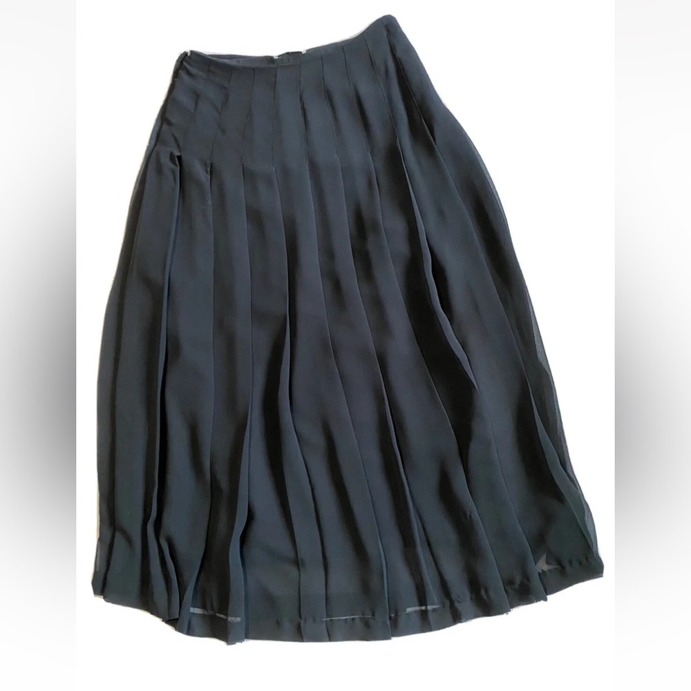 Lisa Ho Pleated Midi Maxi Skirt Lined Gold Button Detail Size 12 Career Evening - Picture 7 of 11